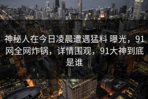 神秘人在今日凌晨遭遇猛料 曝光，91网全网炸锅，详情围观，91大神到底是谁