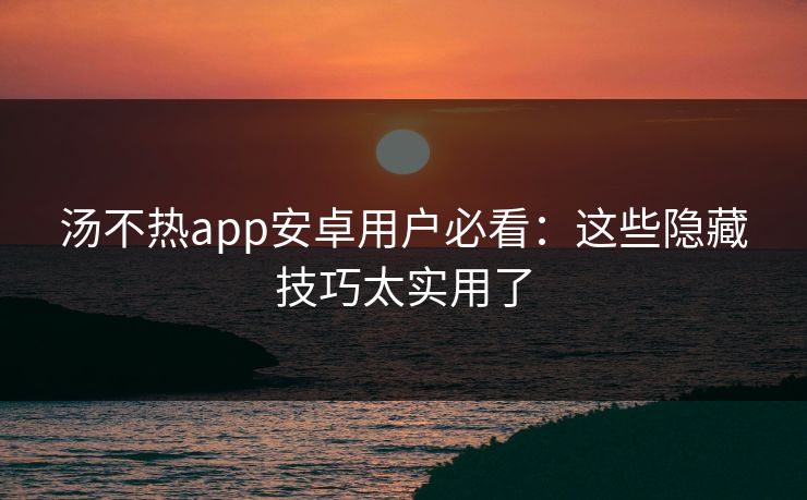 汤不热app安卓用户必看：这些隐藏技巧太实用了