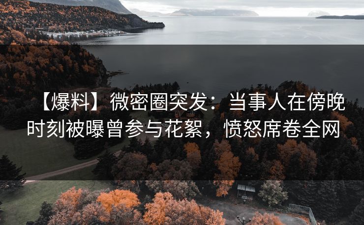 【爆料】微密圈突发：当事人在傍晚时刻被曝曾参与花絮，愤怒席卷全网