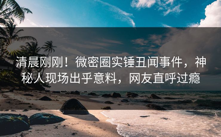 清晨刚刚！微密圈实锤丑闻事件，神秘人现场出乎意料，网友直呼过瘾