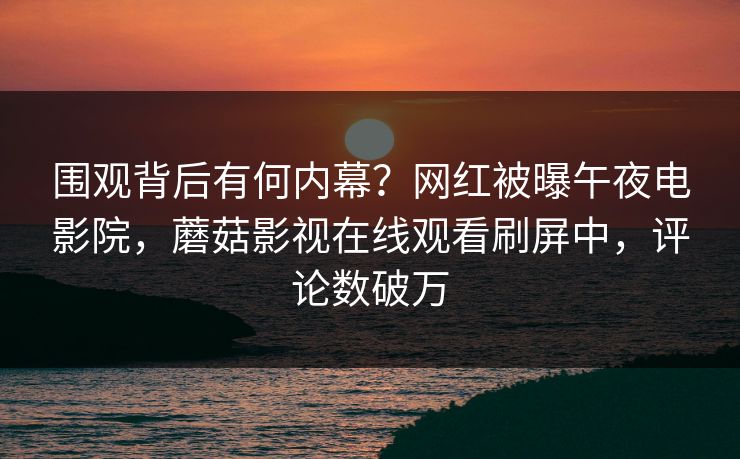 围观背后有何内幕？网红被曝午夜电影院，蘑菇影视在线观看刷屏中，评论数破万
