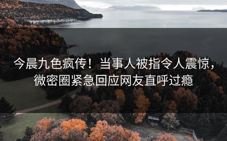 今晨九色疯传!当事人被指令人震惊,微密圈紧急回应网友直呼过瘾 今晨九色疯传!当事人被指令人震惊,微密圈紧急回应网友直呼过瘾