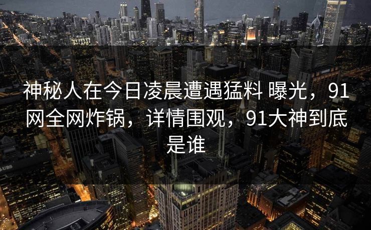 神秘人在今日凌晨遭遇猛料 曝光，91网全网炸锅，详情围观，91大神到底是谁