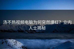 汤不热视频电脑为何突然爆红？业内人士揭秘