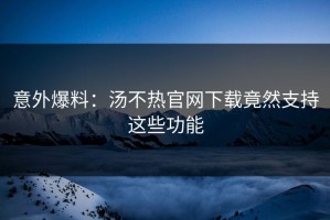 意外爆料：汤不热官网下载竟然支持这些功能