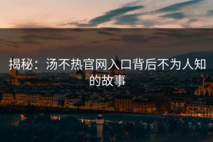 揭秘：汤不热官网入口背后不为人知的故事