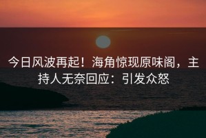 今日风波再起！海角惊现原味阁，主持人无奈回应：引发众怒