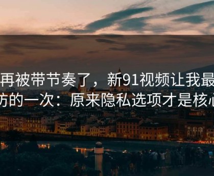 别再被带节奏了，新91视频让我最破防的一次：原来隐私选项才是核心
