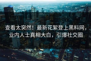 查看太突然！最新花絮登上黑料网，业内人士真相大白，引爆社交圈