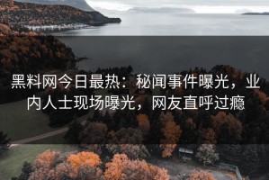 黑料网今日最热：秘闻事件曝光，业内人士现场曝光，网友直呼过瘾