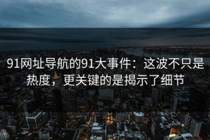 91网址导航的91大事件：这波不只是热度，更关键的是揭示了细节