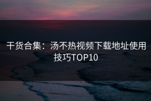 干货合集：汤不热视频下载地址使用技巧TOP10