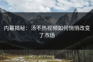 内幕揭秘：汤不热视频如何悄悄改变了市场