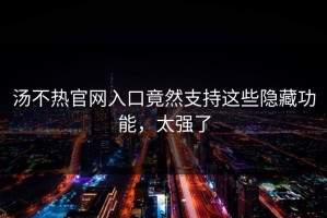 汤不热官网入口竟然支持这些隐藏功能，太强了