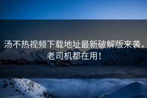 汤不热视频下载地址最新破解版来袭，老司机都在用！