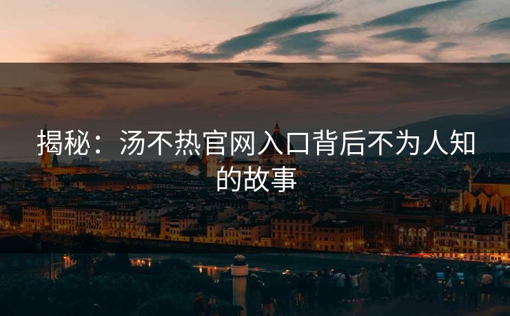 揭秘：汤不热官网入口背后不为人知的故事