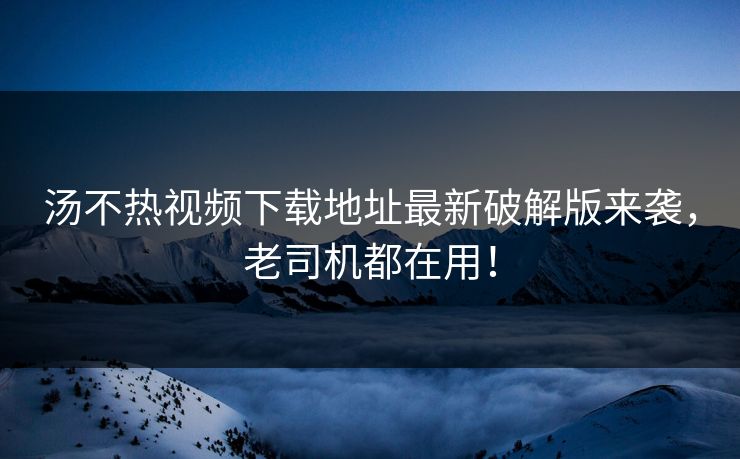 汤不热视频下载地址最新破解版来袭，老司机都在用！