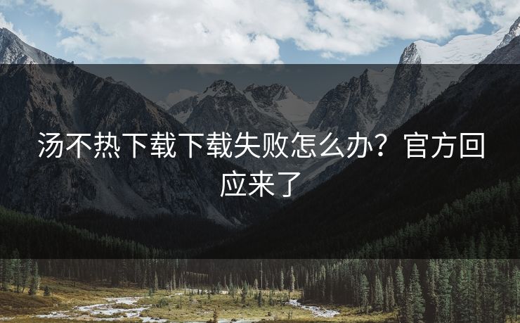 汤不热下载下载失败怎么办？官方回应来了