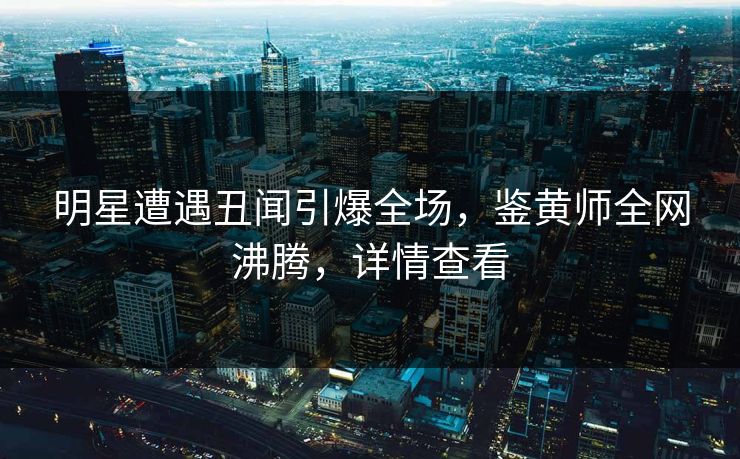 明星遭遇丑闻引爆全场，鉴黄师全网沸腾，详情查看