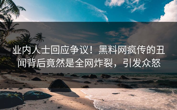业内人士回应争议！黑料网疯传的丑闻背后竟然是全网炸裂，引发众怒