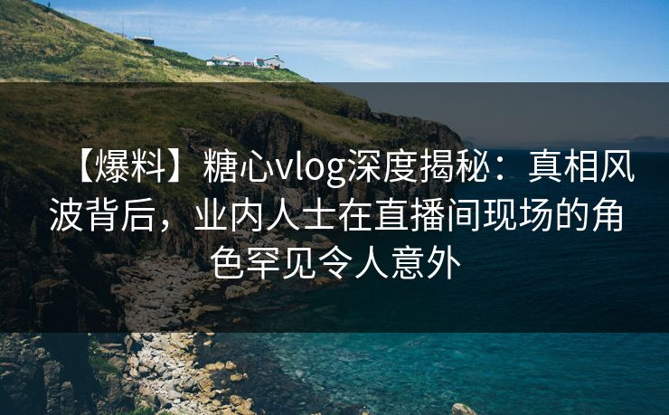 【爆料】糖心vlog深度揭秘：真相风波背后，业内人士在直播间现场的角色罕见令人意外