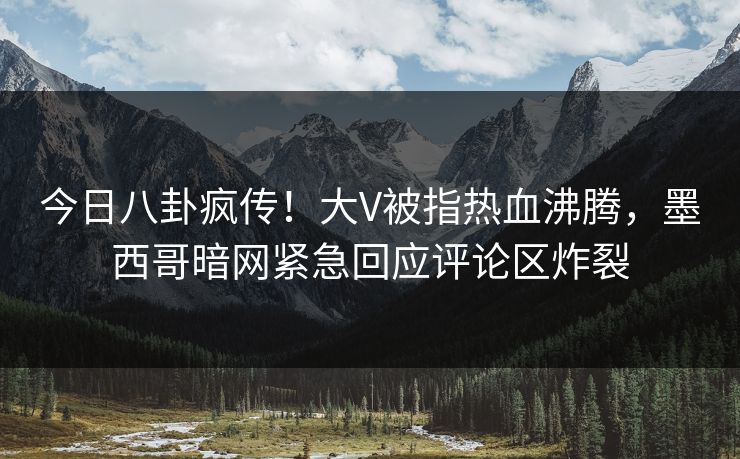 今日八卦疯传！大V被指热血沸腾，墨西哥暗网紧急回应评论区炸裂