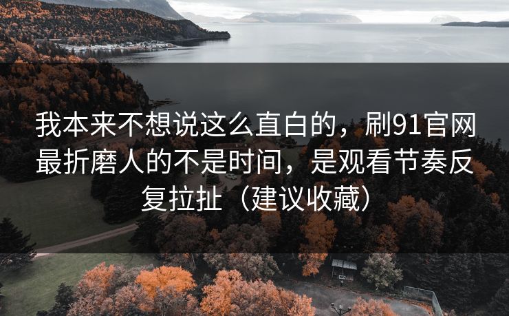 我本来不想说这么直白的，刷91官网最折磨人的不是时间，是观看节奏反复拉扯（建议收藏）